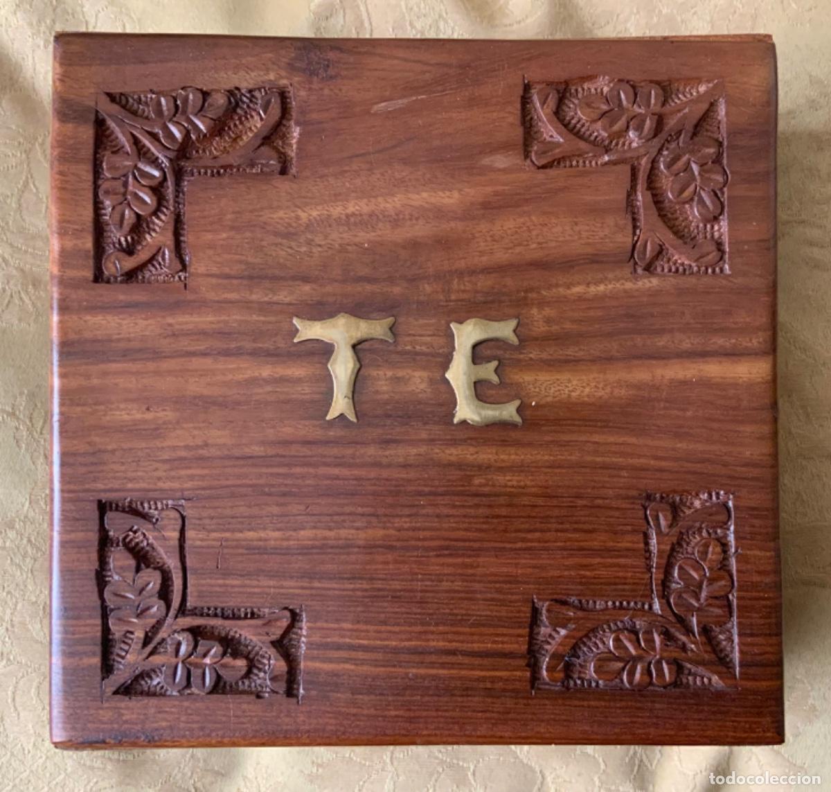 Vintage: CAJA MADERA LABRADA PARA T&Eacute;