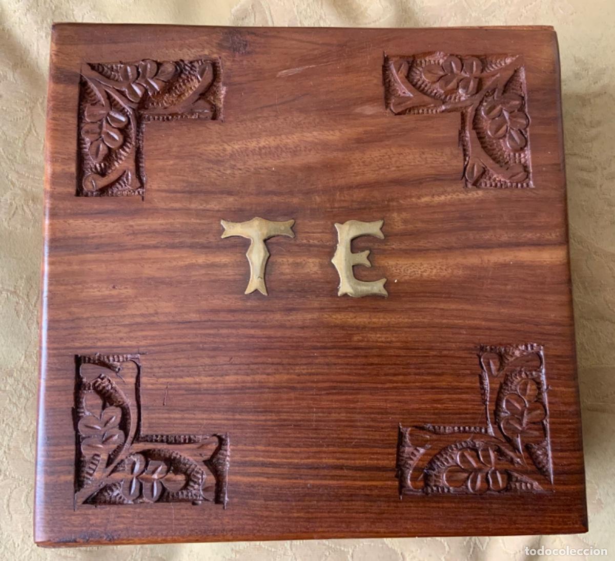 Vintage: CAJA MADERA LABRADA PARA T&Eacute; - Foto 2
