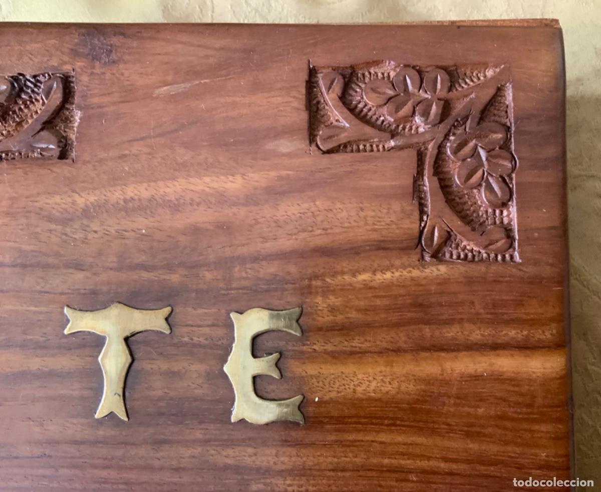 Vintage: CAJA MADERA LABRADA PARA T&Eacute; - Foto 7