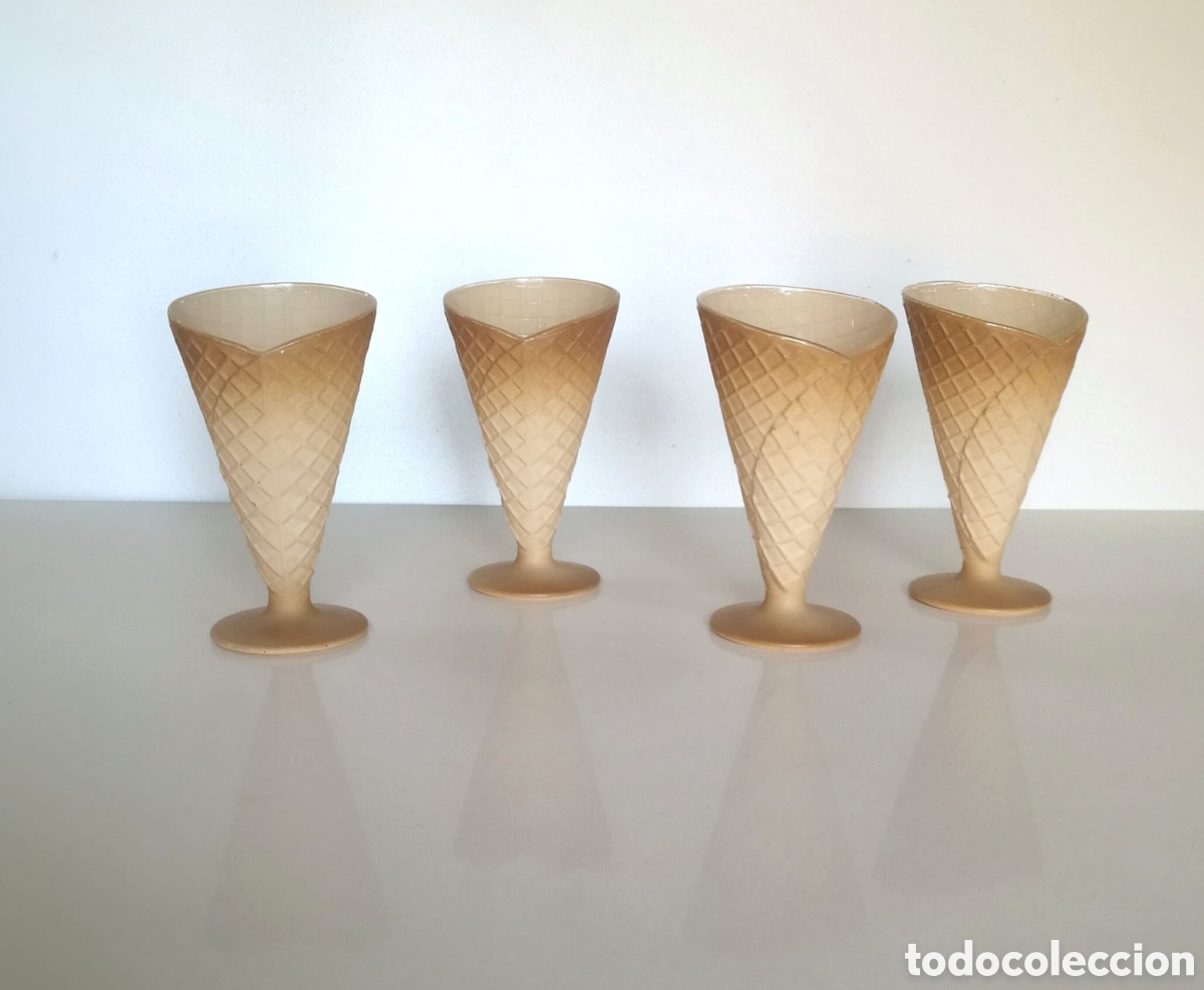 Vintage: COPAS CRISTAL CUCURUCHO HELADO ITALIA A&Ntilde;OS 80 // VINTAGE POSTRE DISE&Ntilde;O RETRO POP ART MODERN