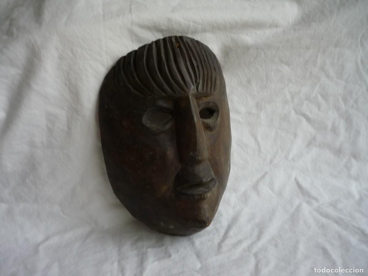 Vintage: M&aacute;scara de teatro griego tallada en madera - Foto 2