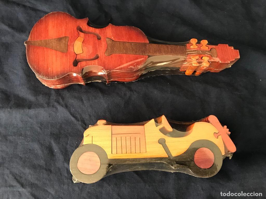 Vintage: GRUPO B&Oacute;LIDO Y VIOL&Iacute;N. 2 PUZZLES 3D MADERA PEQUE&Ntilde;OS EN COLORES. A ESTRENAR