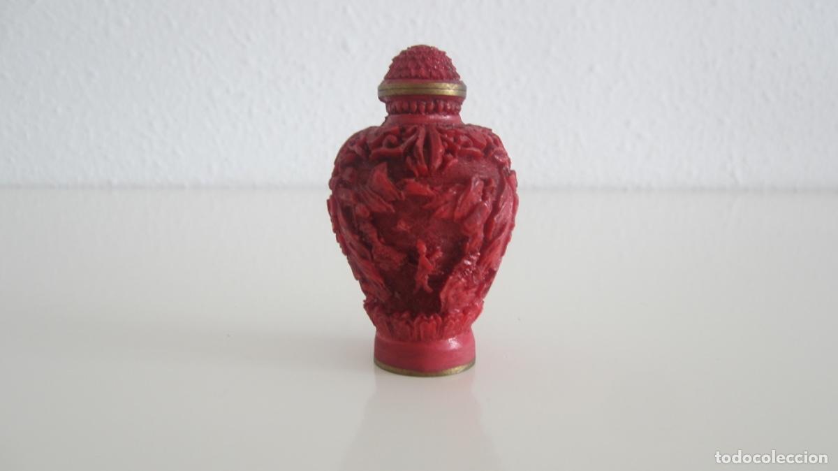 Vintage: BOTELLA DE RAP&Eacute; CINABRIO ROJO O SIMIL LACA ROJA CHINA SNUFF BOTTLE