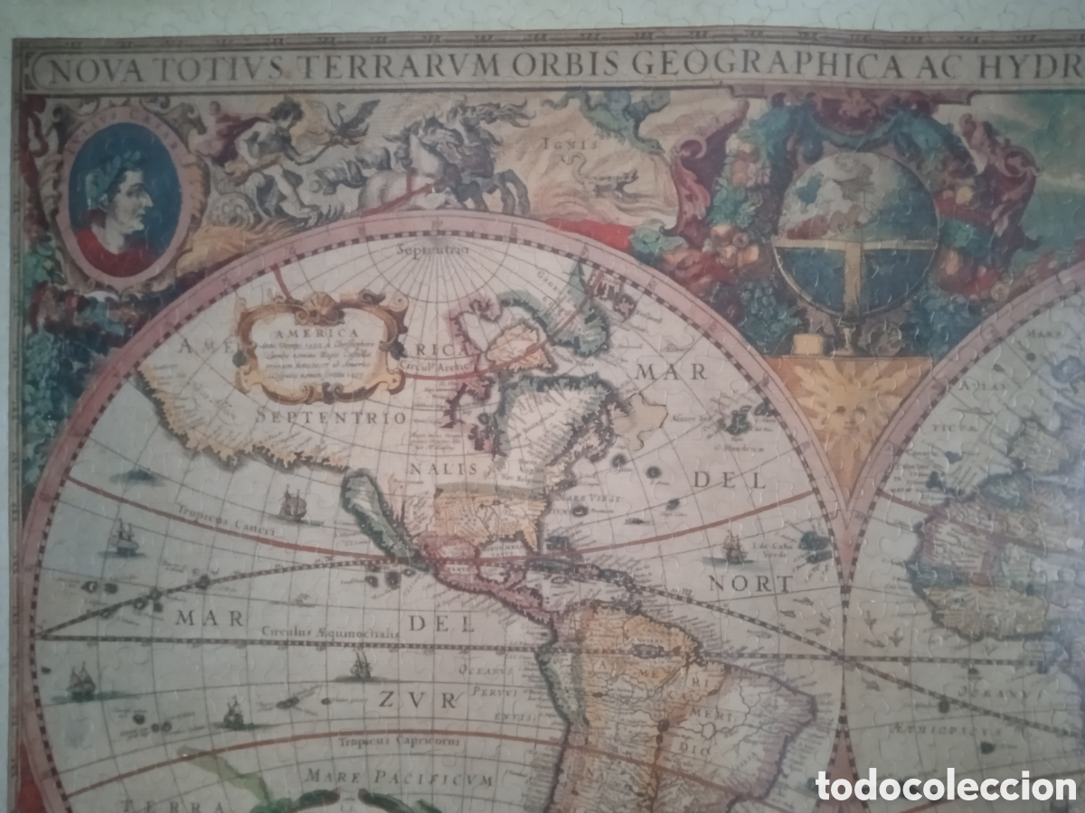 Vintage: Cuadro lamina mapa puzzle mapamundi - Foto 5