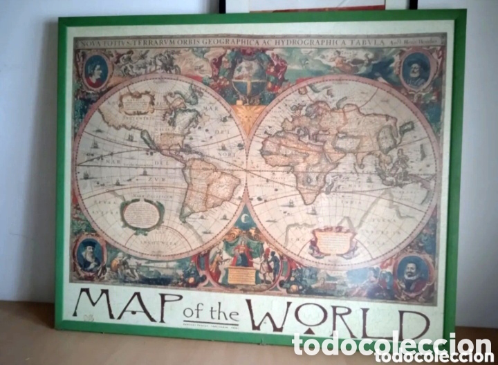 Vintage: Cuadro lamina mapa puzzle mapamundi - Foto 1