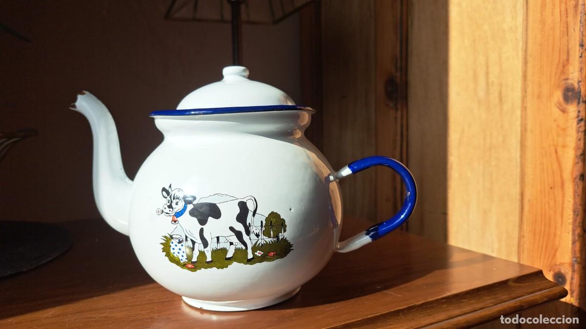Vintage: Cafetera Tetera Hierro Esmaltado - Foto 1