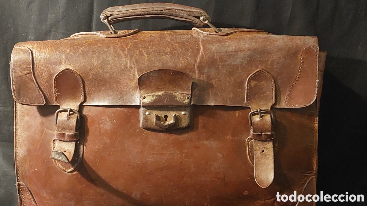Vintage: CARTERA ESCOLAR DE PIEL DE 1960 - Foto 3