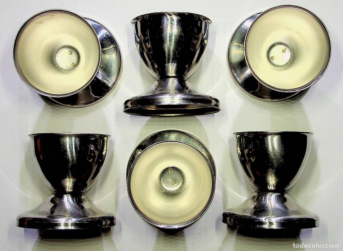 Vintage: 6 HUEVERAS DE ACERO INOXIDABLE. - Foto 1