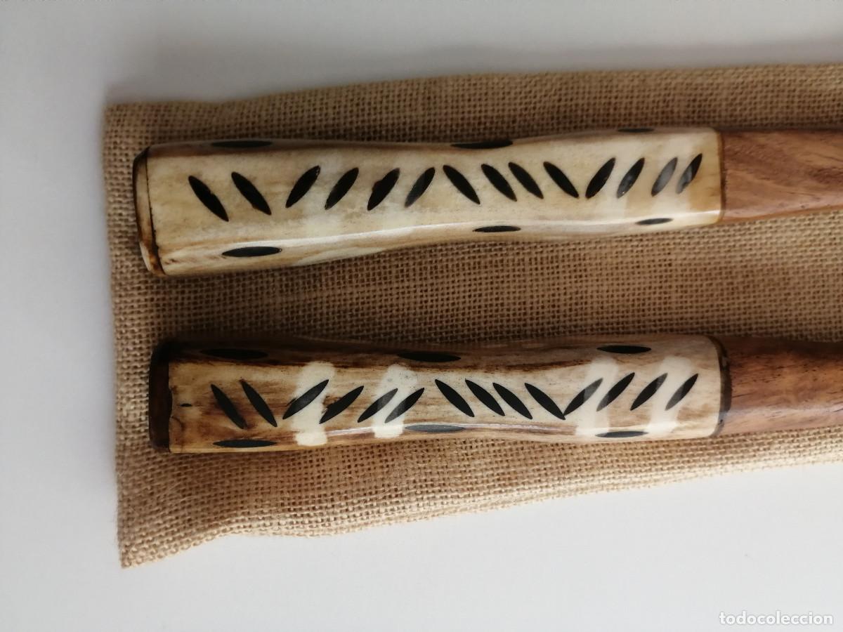 Vintage: CUBIERTOS SERVIR RUSTICO MADERA CERAMICA - Foto 3