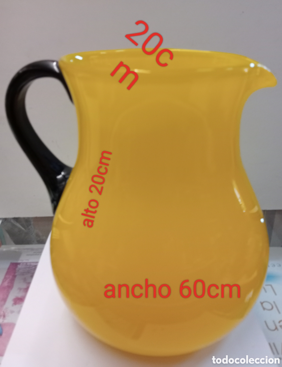 Vintage: Jarra opalina color amarillo - Foto 1
