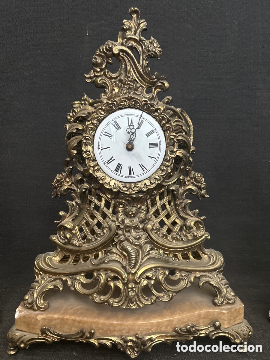 Vintage: Reloj en bronce y m&aacute;rmol. Siglo XX. - Foto 2