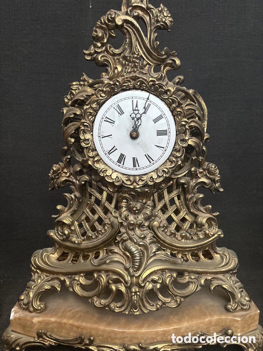 Vintage: Reloj en bronce y m&aacute;rmol. Siglo XX. - Foto 5