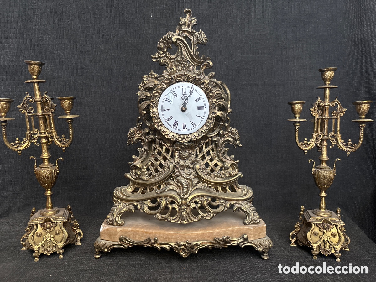 Vintage: Reloj en bronce y m&aacute;rmol. Siglo XX. - Foto 6