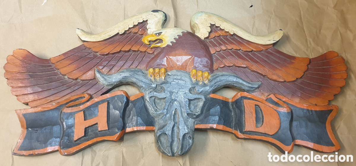 Vintage: Placa madera. Harley Davidson. - Foto 2