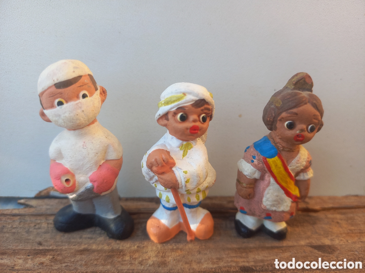Vintage: Figuras figuritas terracota medico cirujano , reina fiestas, monaguillo Alborox