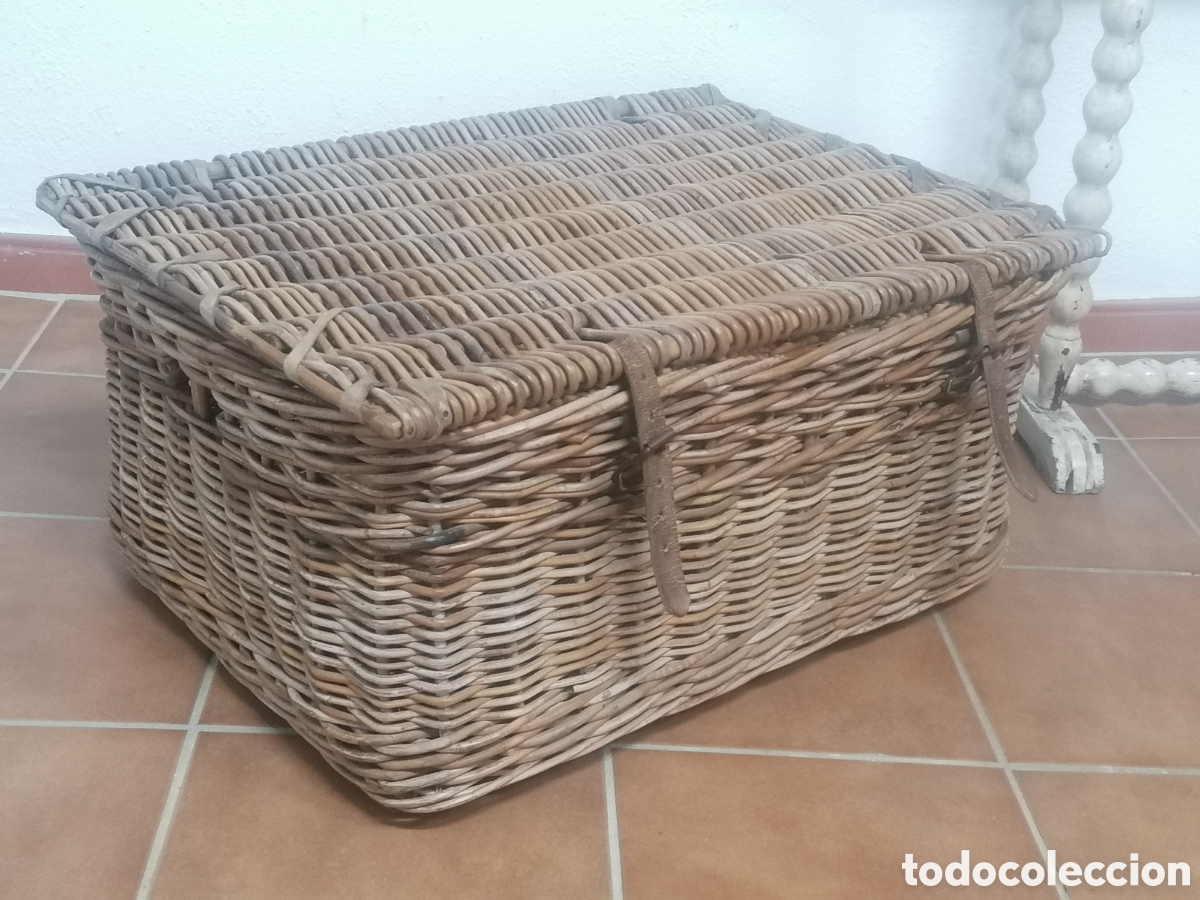 Vintage: Cesta ba&uacute;l de mimbre vintage - Foto 2