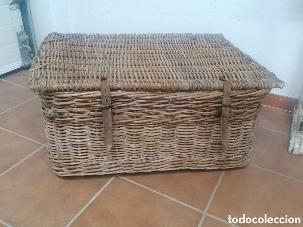Vintage: Cesta ba&uacute;l de mimbre vintage - Foto 4