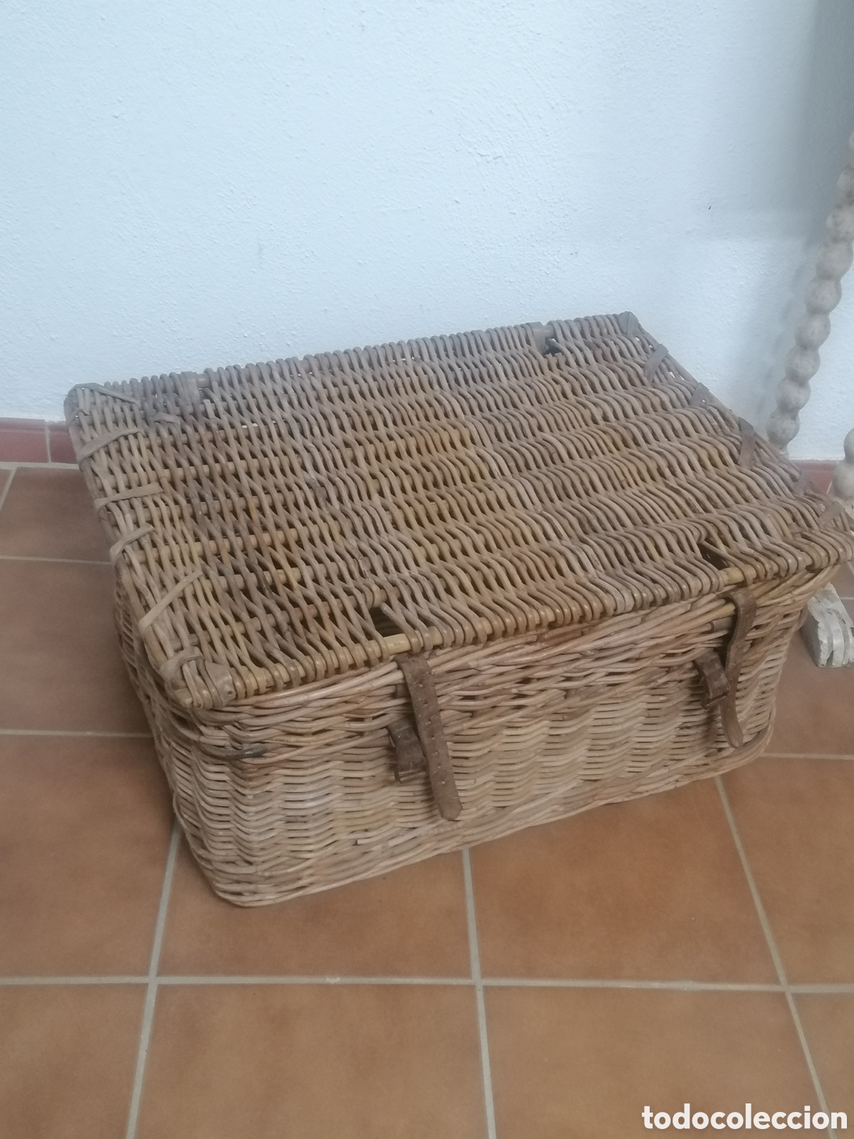 Vintage: Cesta ba&uacute;l de mimbre vintage - Foto 5