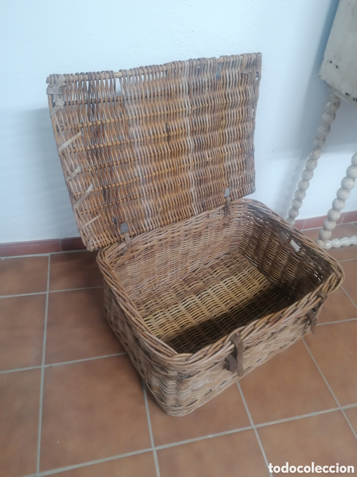Vintage: Cesta ba&uacute;l de mimbre vintage - Foto 6