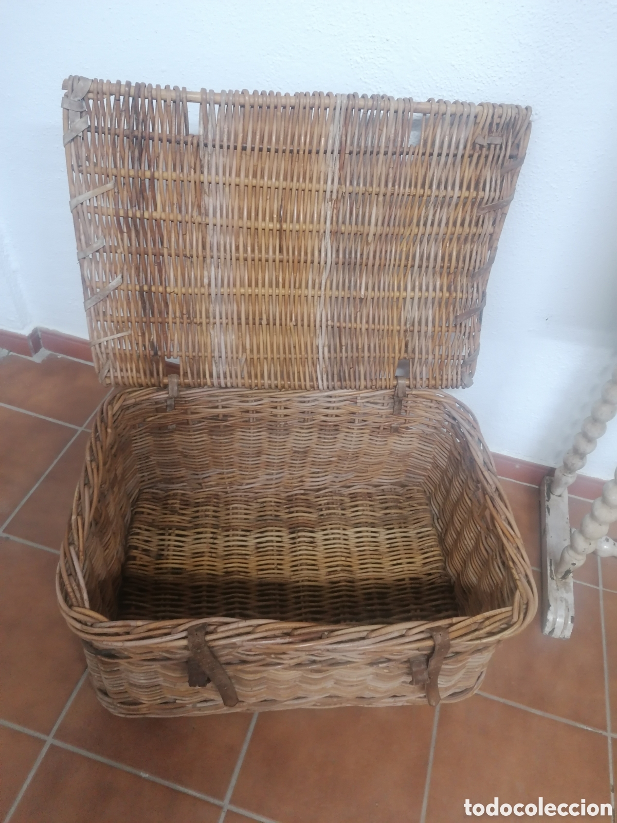 Vintage: Cesta ba&uacute;l de mimbre vintage - Foto 7