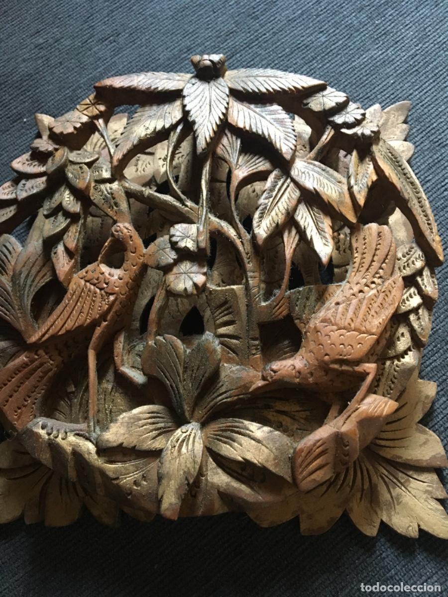 Vintage: Talla madera vegetales pajaros