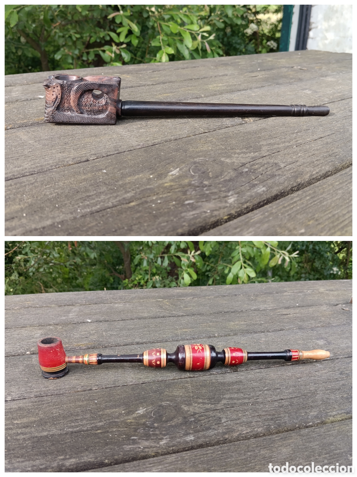 Vintage: PAREJA PIPAS FUMAR EN MADERA. - Foto 1
