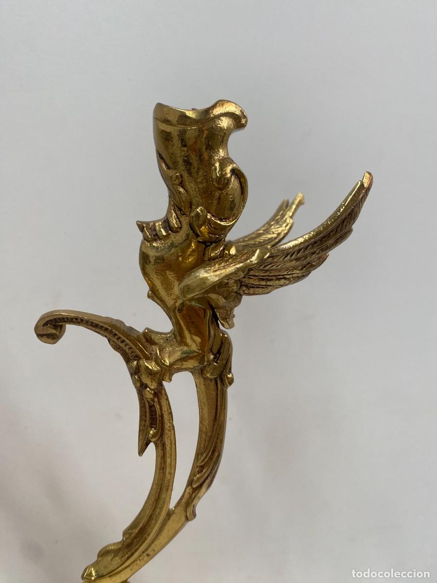 Vintage: 2CANDELABROS DE BRONCE CON MARMOL VINTAGE - Foto 3