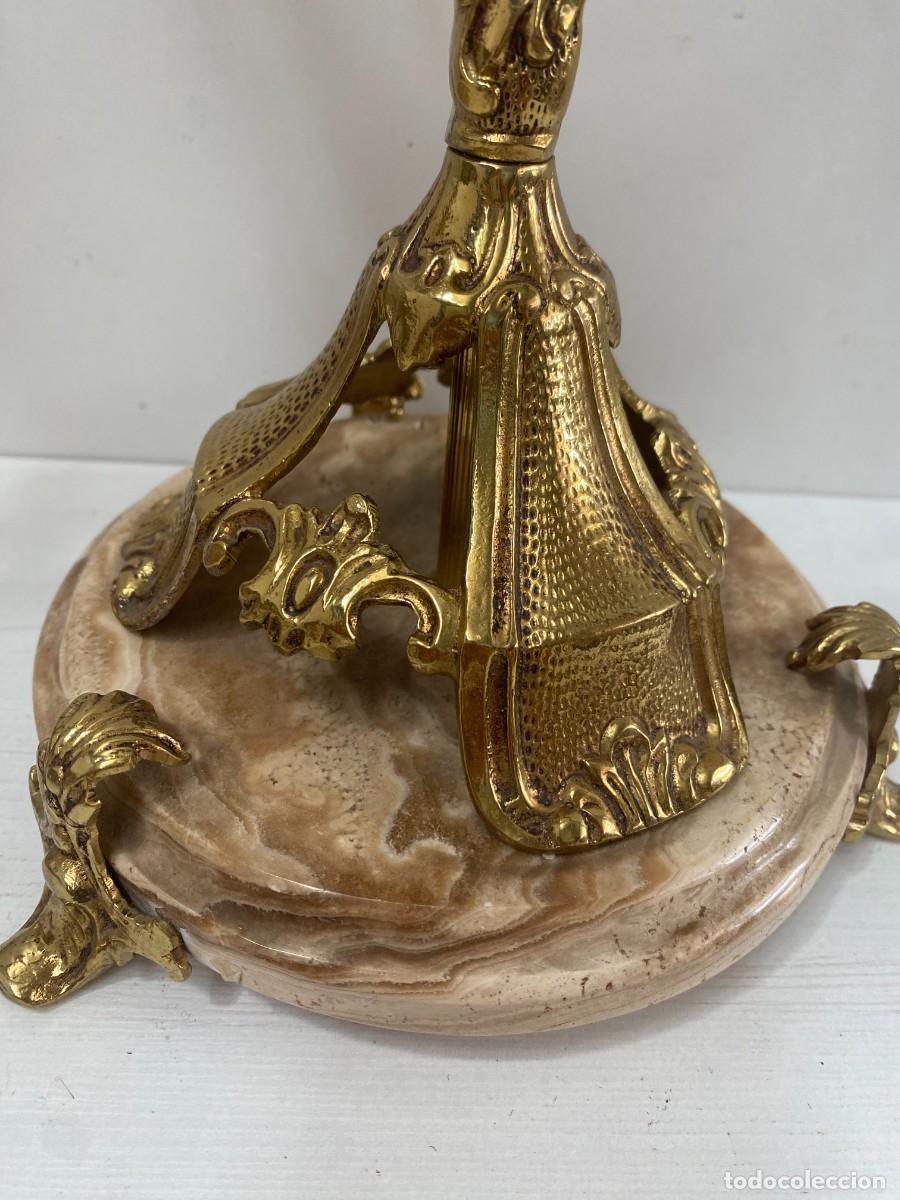 Vintage: 2CANDELABROS DE BRONCE CON MARMOL VINTAGE - Foto 4