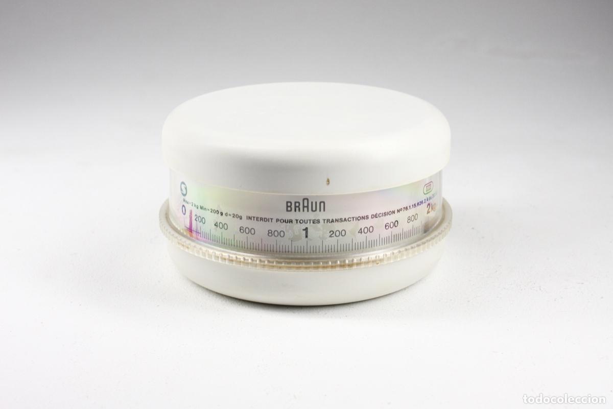 Vintage: bascula de cocina vintage Braun UKW 1 2kg Alemania a&ntilde;os 80 plastico blanco Dieter Rams