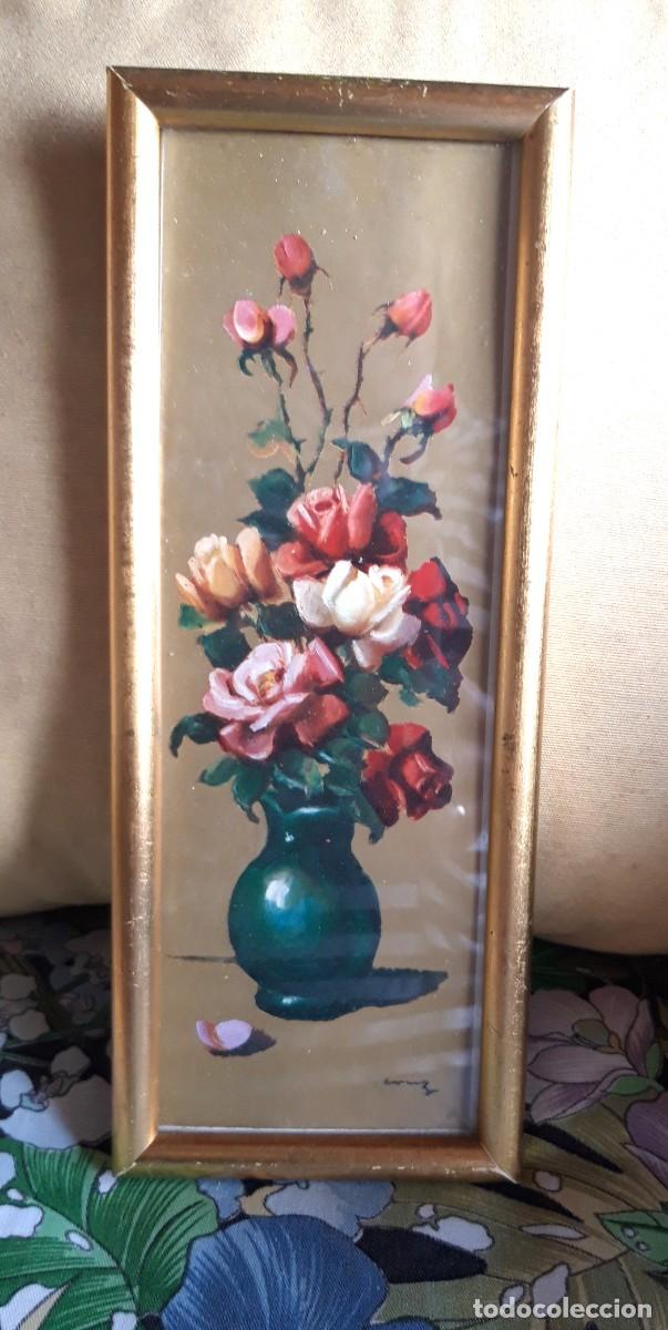 Vintage: CUADRO CON FLORES EN JARRON-A&Ntilde;OS 60 - Foto 1