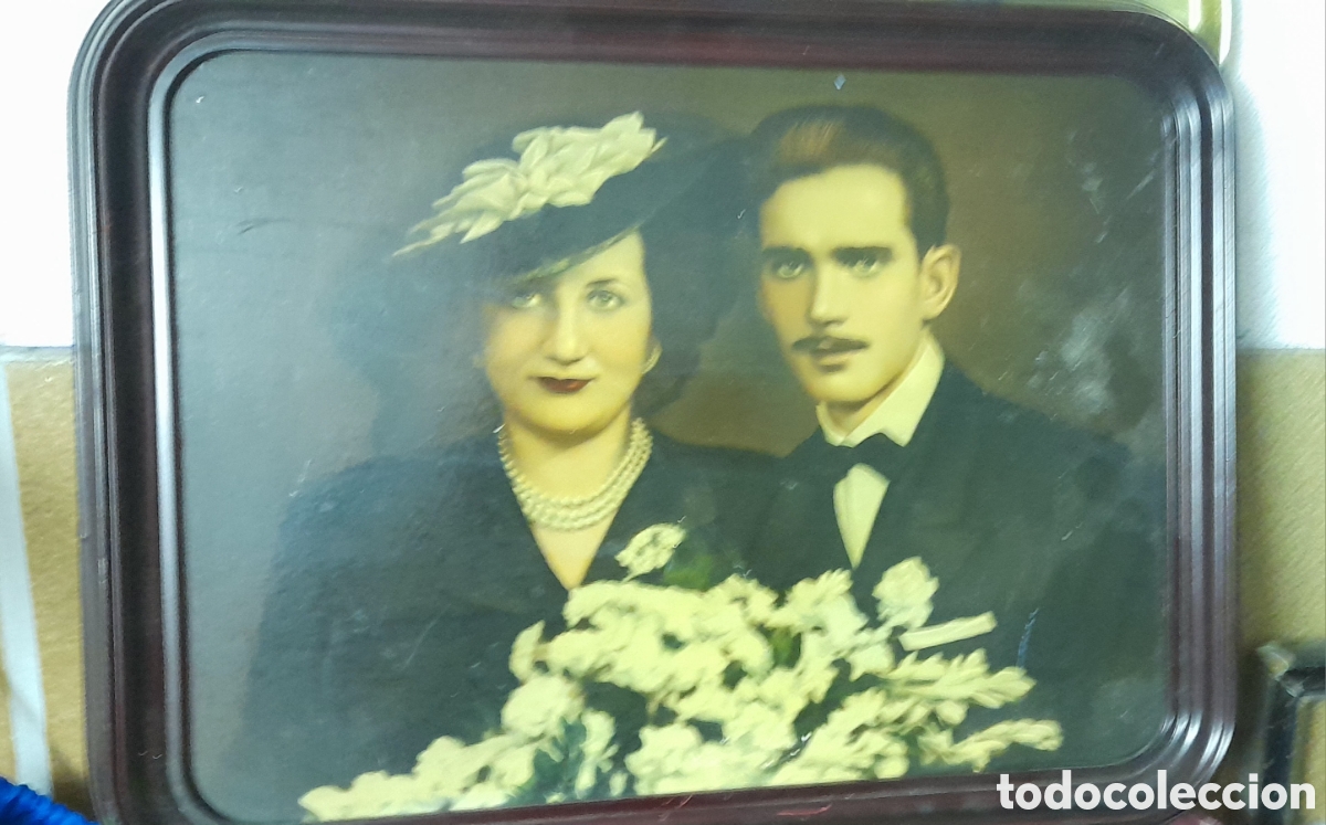 Vintage: Cuadro madera boda pareja - Foto 3