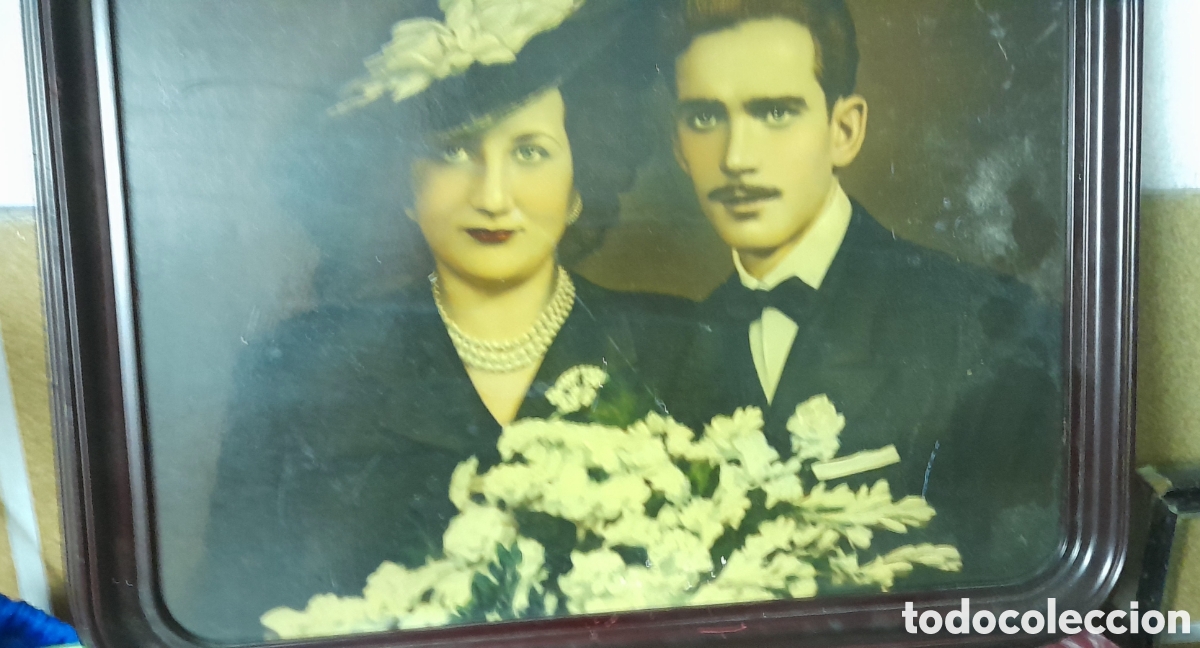 Vintage: Cuadro madera boda pareja - Foto 1