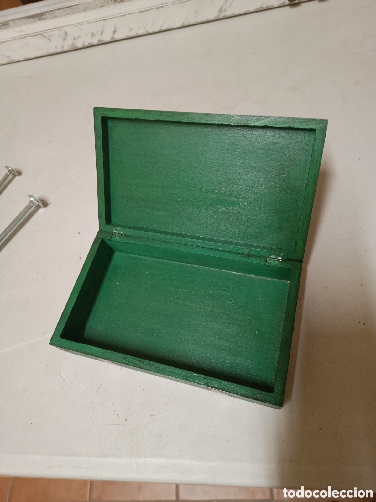 Vintage: Caja de madera decorada a mano - Foto 4