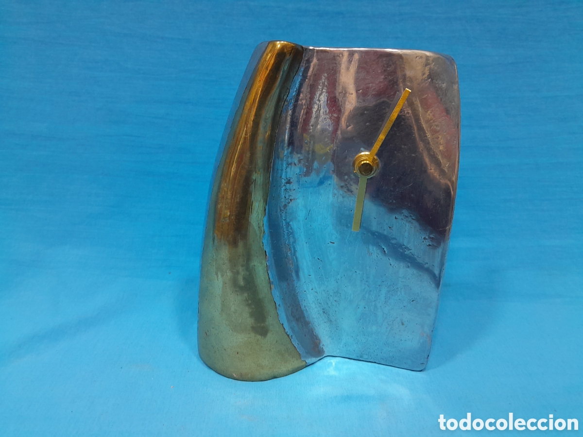 Vintage: ESCULTURA RELOJ EN DOS METALES, NO FUNCIONA