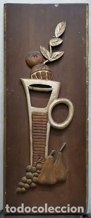 Vintage: BODEGON EN RELIEVE EN MADERA CON ILUMINACION TRASERA - CUADRO-821