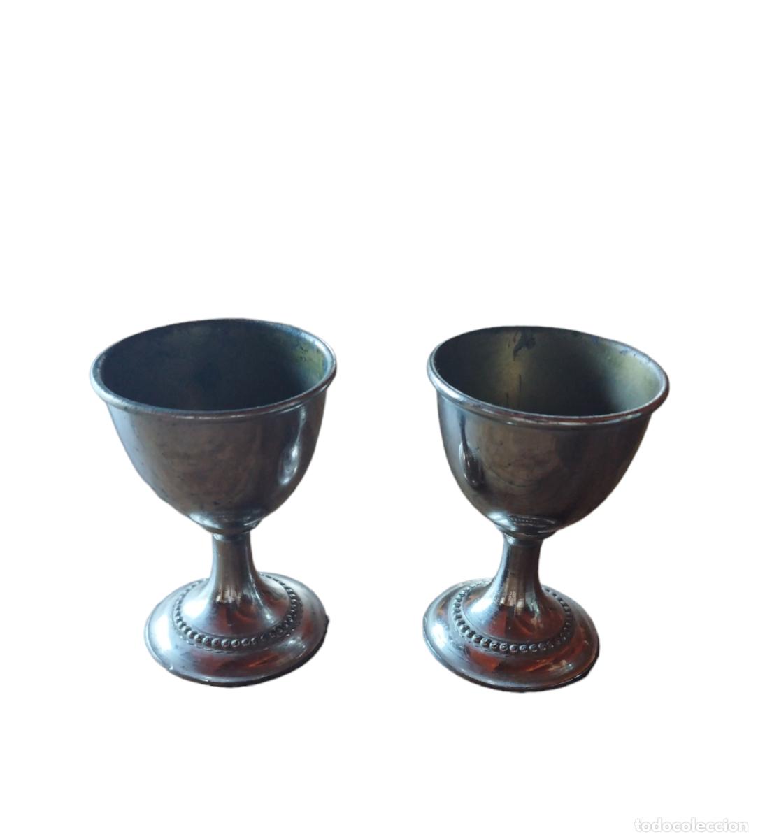 Vintage: DOS HUEVERAS DE METAL PLATEADOl - Foto 1