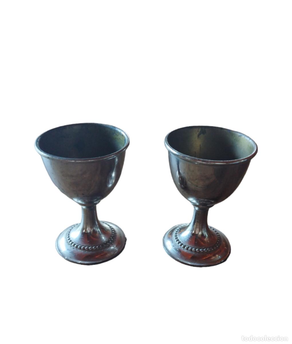 Vintage: DOS HUEVERAS DE METAL PLATEADOl - Foto 2