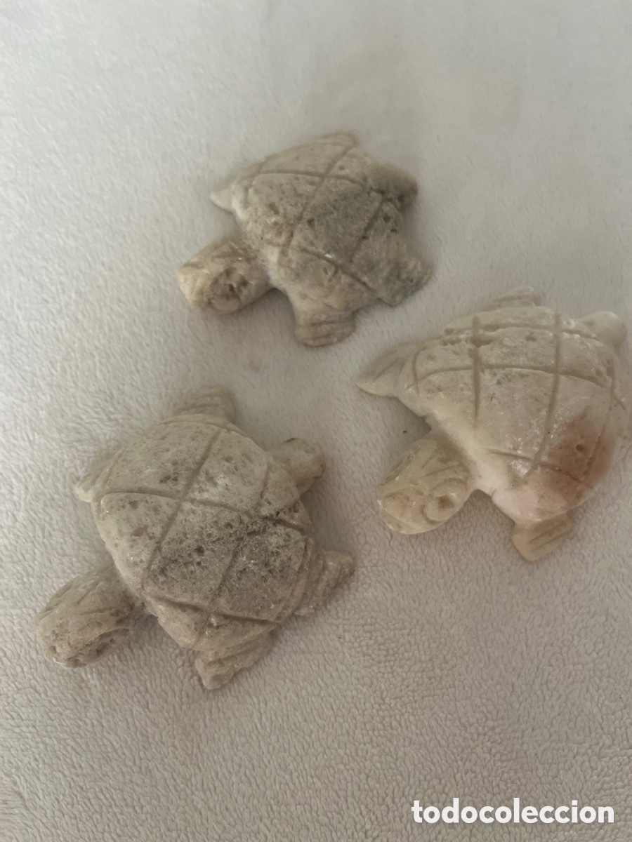 Vintage: 3 tortugas de piedra blanca