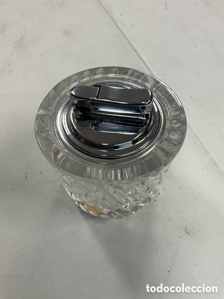 Vintage: Encendedor de mesa de cristal