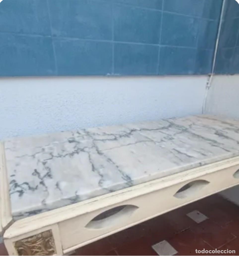 Vintage: Mesa madera decoradas y m&aacute;rmol - Foto 1