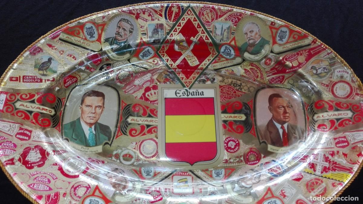 Vintage: BANDEJA DE CRISTAL PERSONALIZADA CON VITOLAS - Foto 2