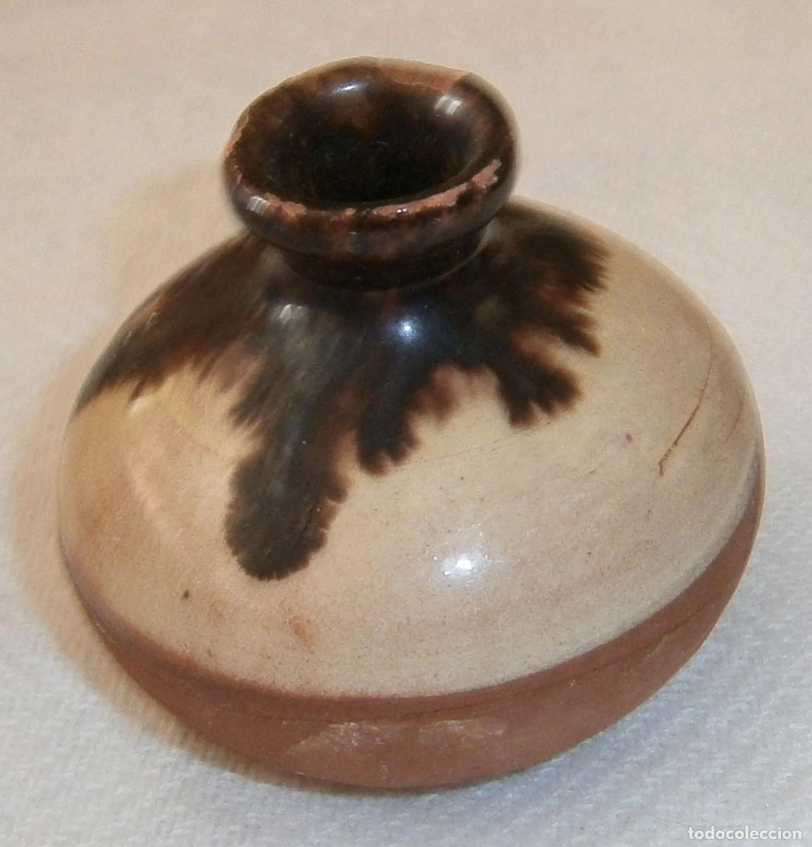 Vintage: jarron peque&ntilde;o de barro y vidriado 7 cms