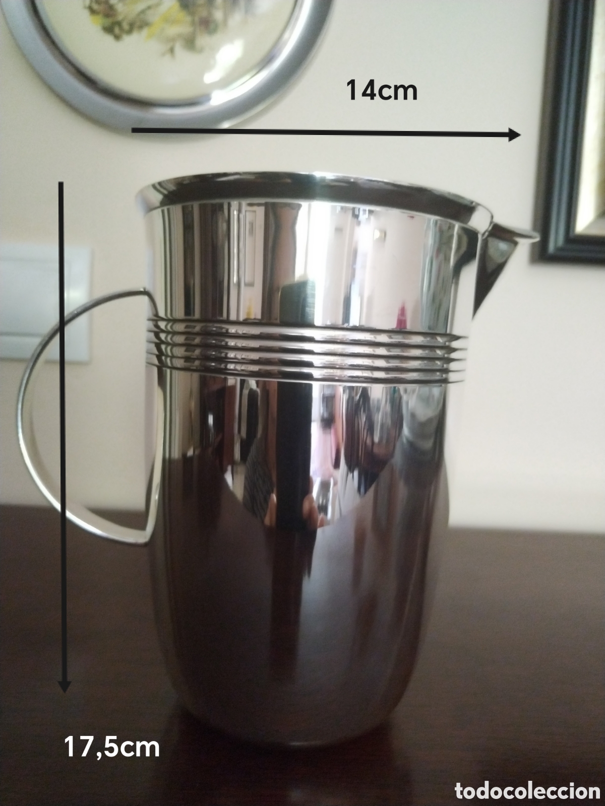 Vintage: Jarra de c&oacute;ctel Art Deco de lat&oacute;n ba&ntilde;ado en plata francesa