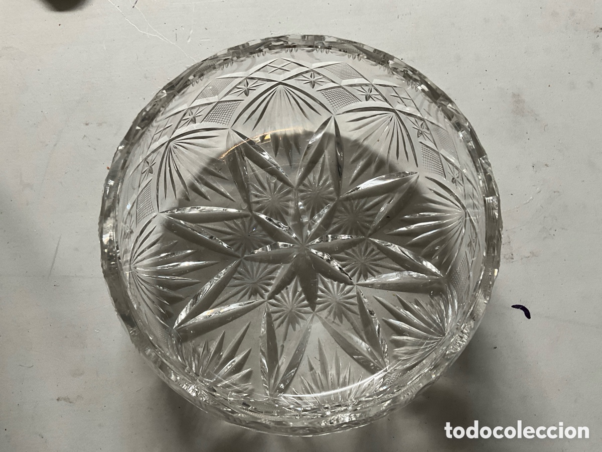 Vintage: Centro de mesa, frutero de cristal tallado