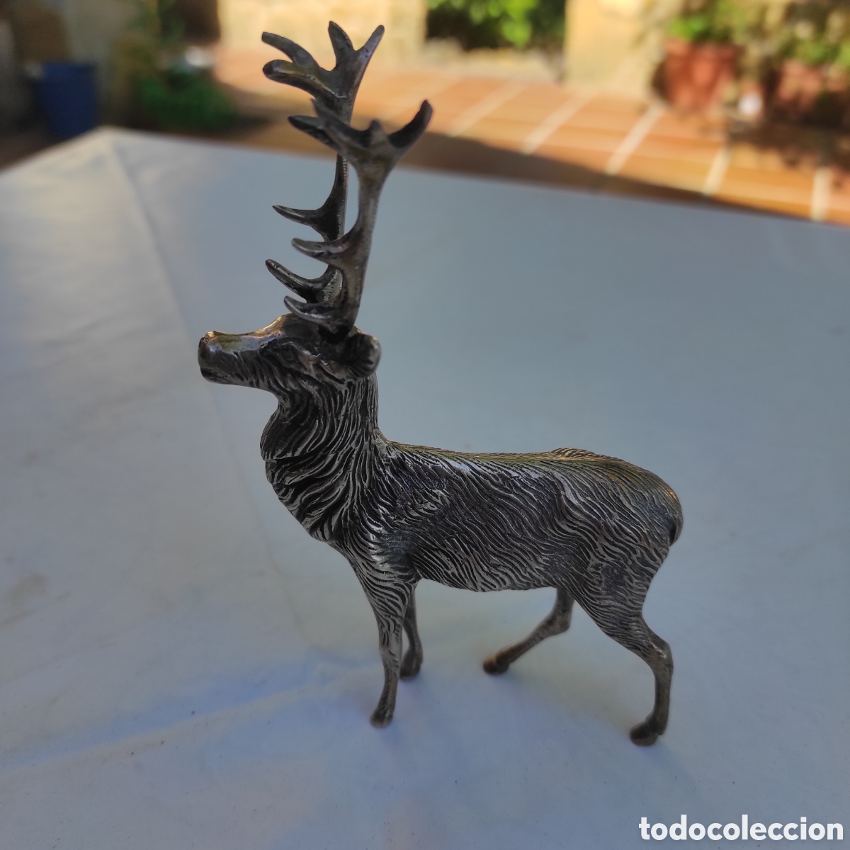 Vintage: Figura de ciervo plateado 12 cm - Foto 1