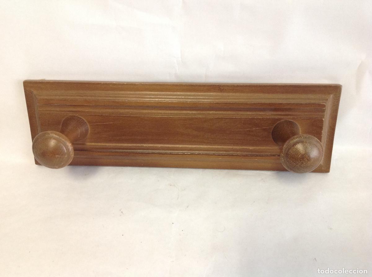 Vintage: Perchero de 2 brazos de madera - Foto 1