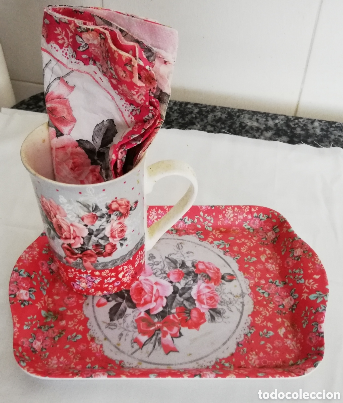 Vintage: BANDEJA Y TAZA DECORATIVAS - Foto 1