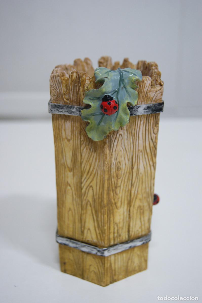 Vintage: Vaso portal&aacute;pices en marr&oacute;n y verde con forma exagonal - Foto 2