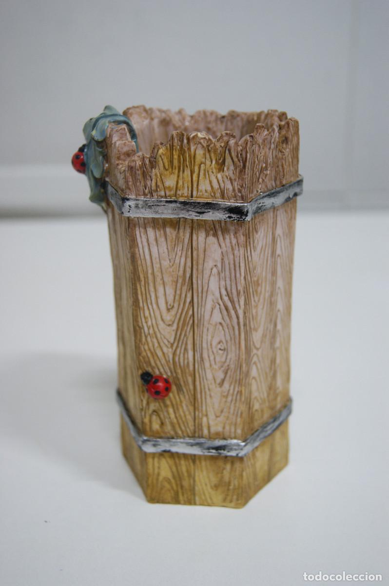 Vintage: Vaso portal&aacute;pices en marr&oacute;n y verde con forma exagonal - Foto 4