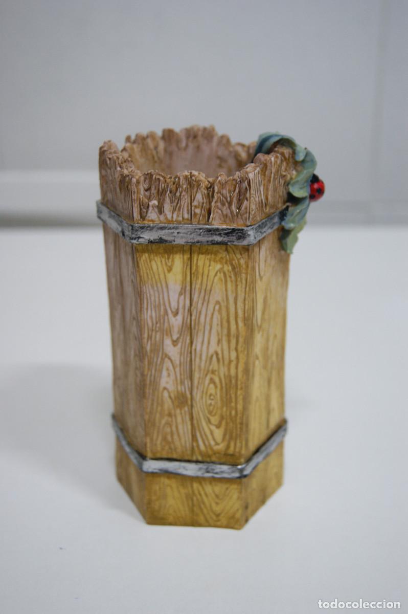 Vintage: Vaso portal&aacute;pices en marr&oacute;n y verde con forma exagonal - Foto 7